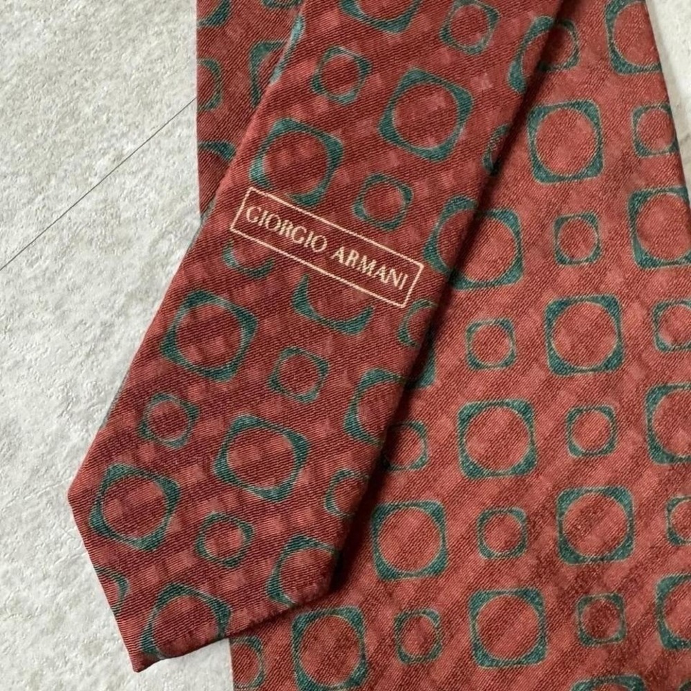 Georgio Armani Cravette Mens 100% Silk Neck Tie Geometric Print Italy - Picture 7 of 8